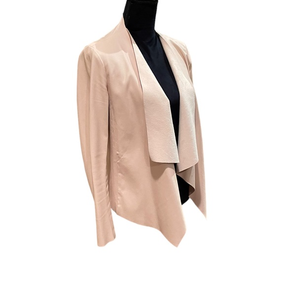 Zara blush pastel pink faux pleather dress waterfall open front jacket medium - Picture 5 of 11